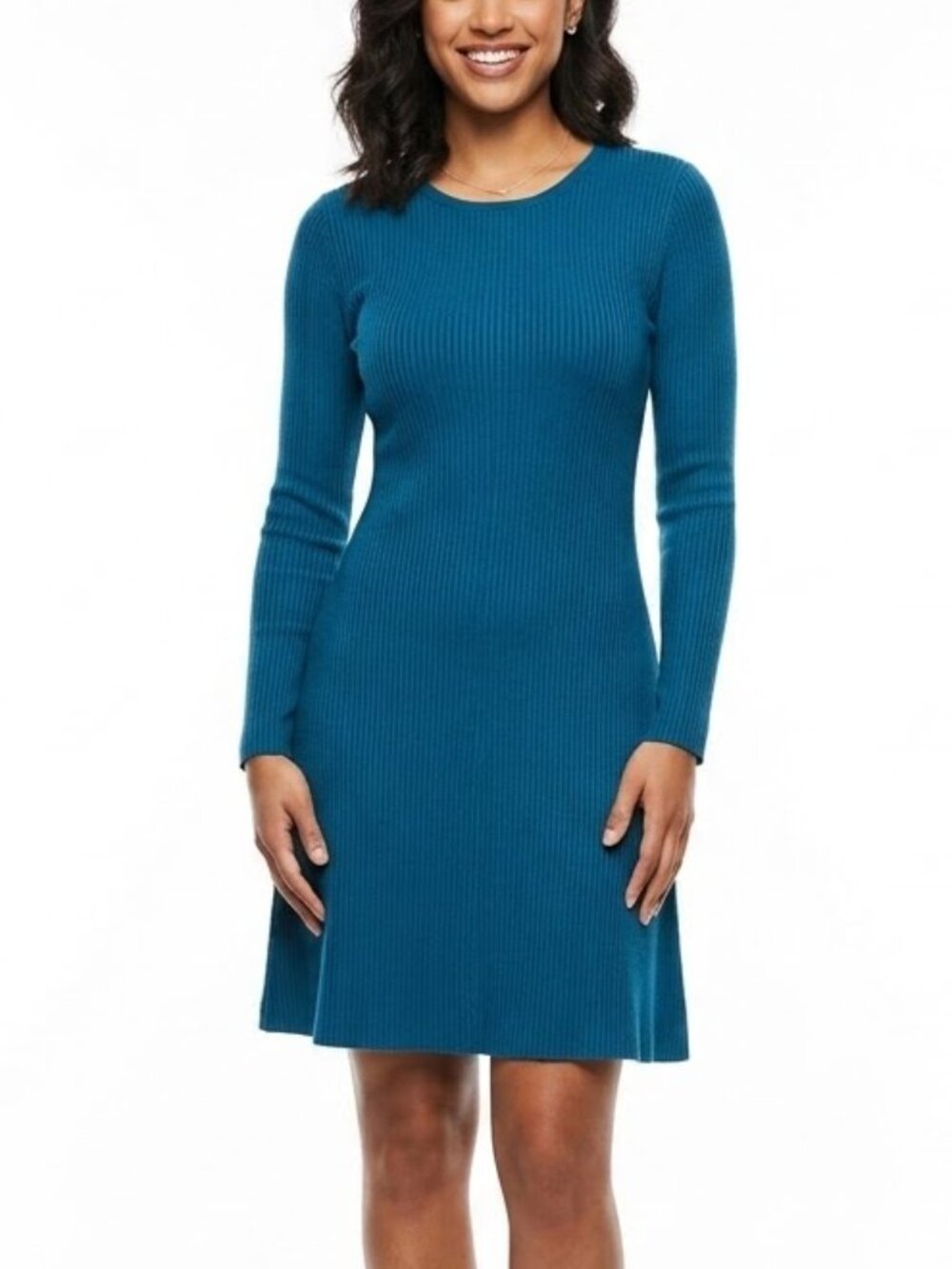 K.C. SPENCER Vintage 90s Teal Whimsigoth Long Sleeve Knit Fit & Flare Dress S
